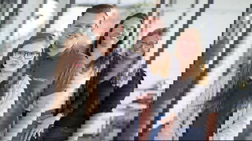 Young adults in a row 