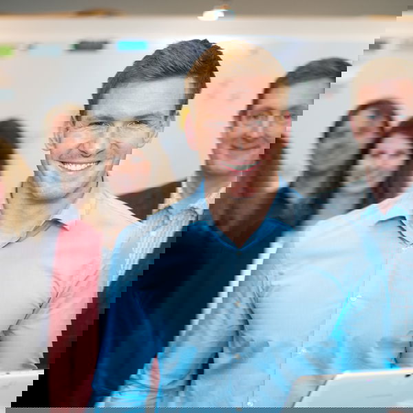 Person in blue business shirt