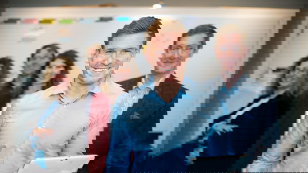 Person in blue business shirt