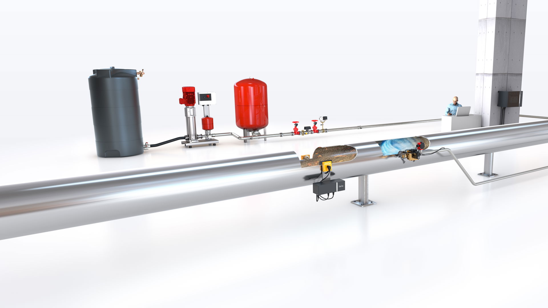 Spark suppression using PROTECTOR components, illustrated by a sketch