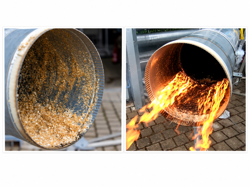 Two pipes, one of them on fire