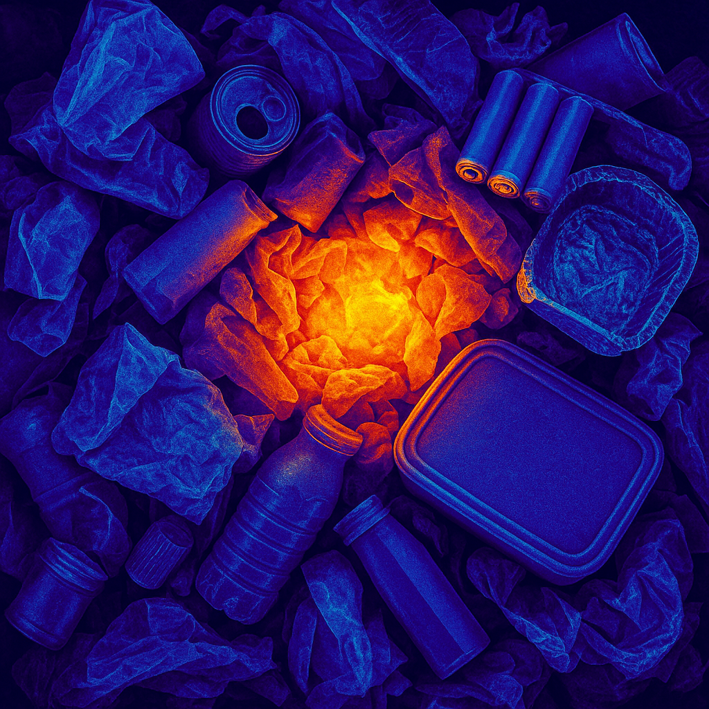 Sketch fire between recycled materials