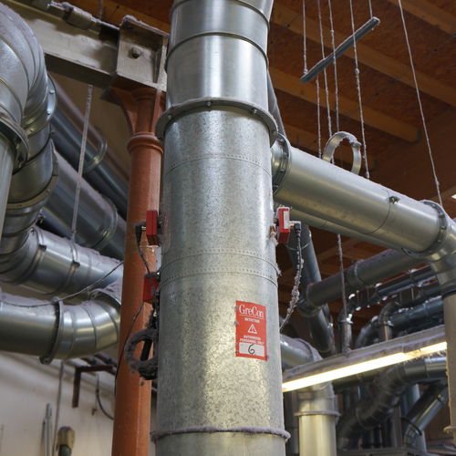 Metal pipe at industry hall