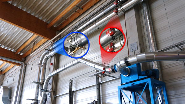 Several chutes fitted with GreCon detectors