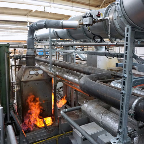 Flames in industry facility