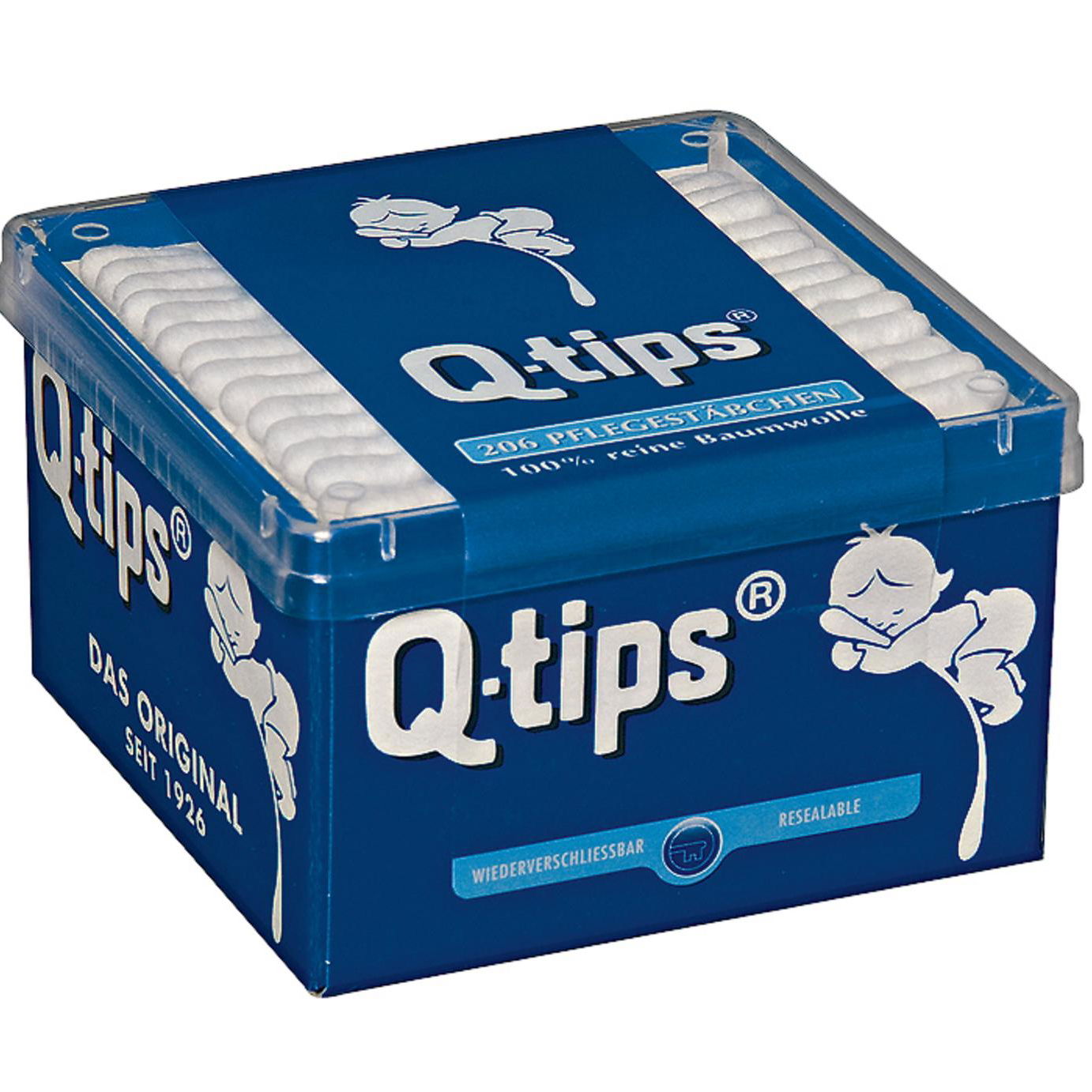 Q-tips cotton buds in blue box