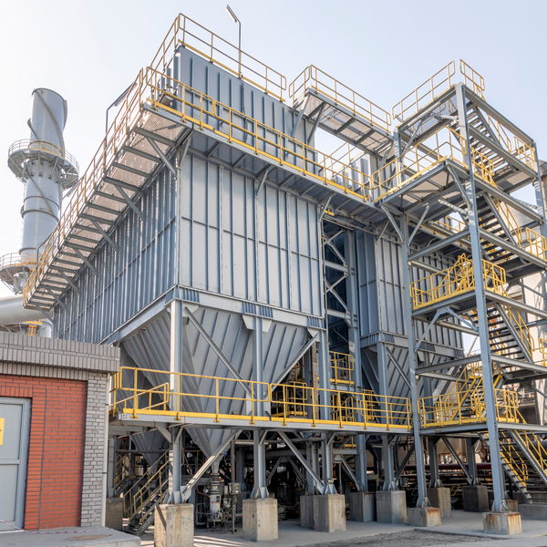 inlet ducting leading into the baghouse/dust collector