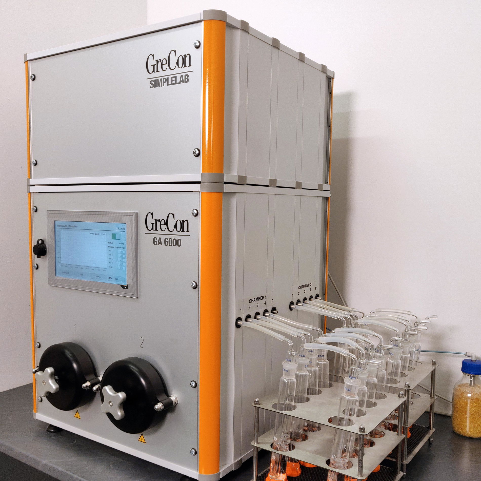 GASANALYSER SL as a grey laboratory product with wet chemistry