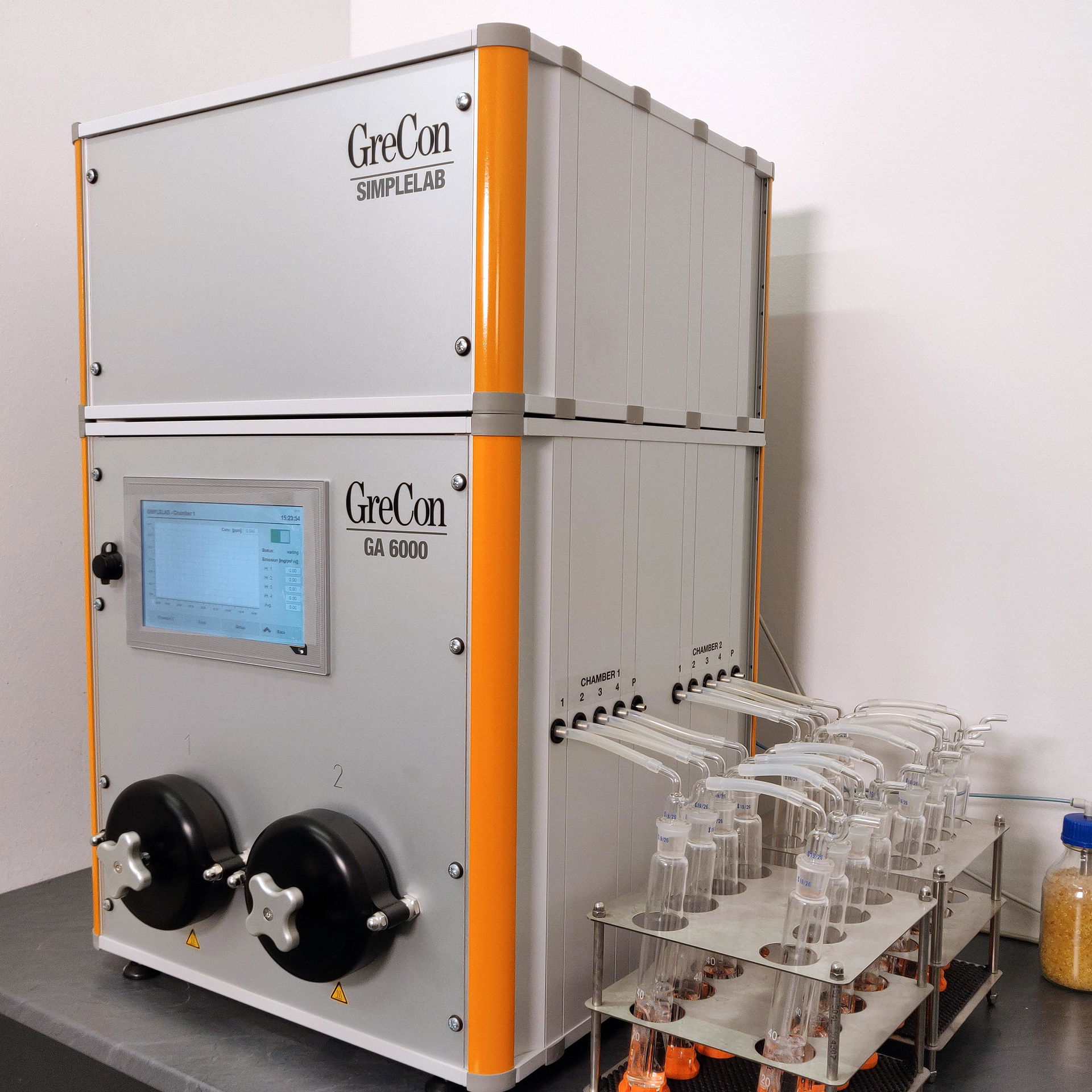 GASANALYSER SL as a grey laboratory product with wet chemistry