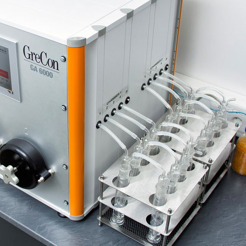 GASANALYSER SL as a grey laboratory product from above with wet chemistry