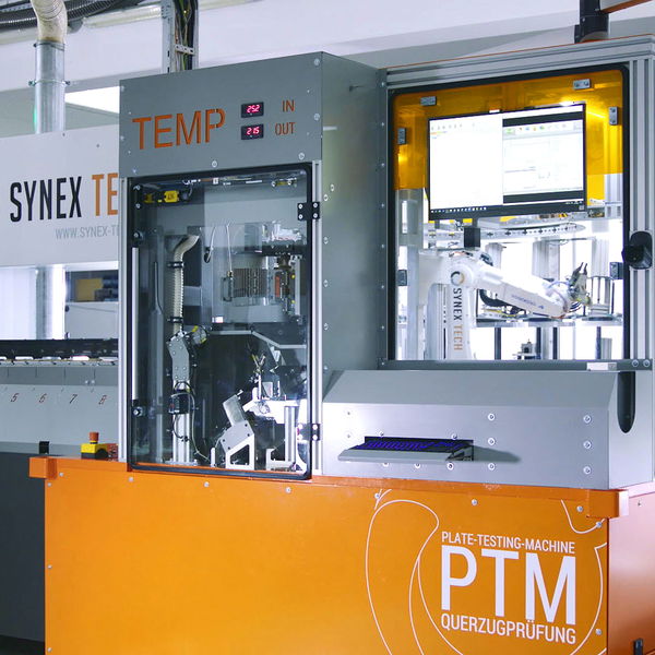 SYN WOOD PTM as a demonstration laboratory system with gripper arm and mechanical internals