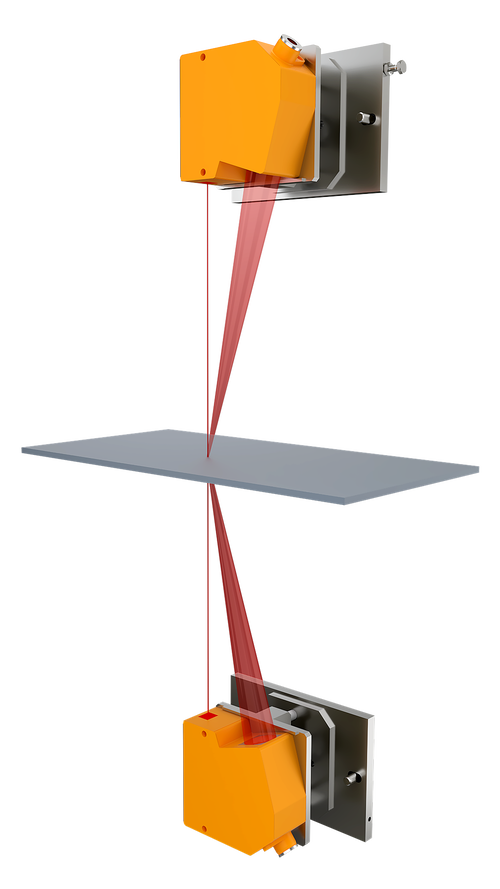 THICKNESSCONTROL LT thickness measuring system with two measuring heads and non-contact measurement using laser beams.
