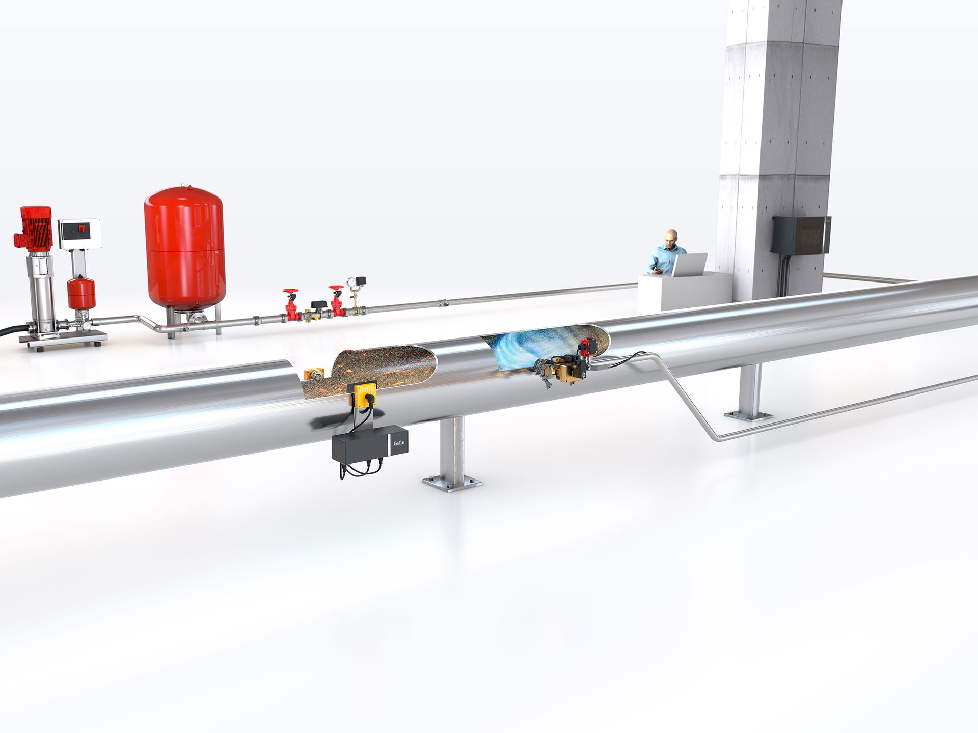 Functional principle of the GreCon PROTECTOR fire protection concept